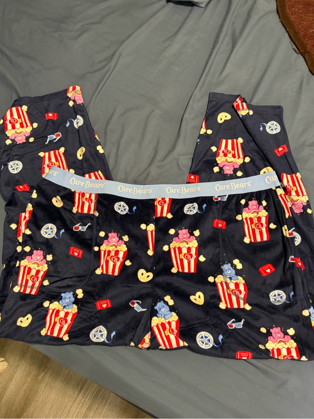 Care Bears Navy Popcorn Print Jogger Pants with Red & Yellow Accents